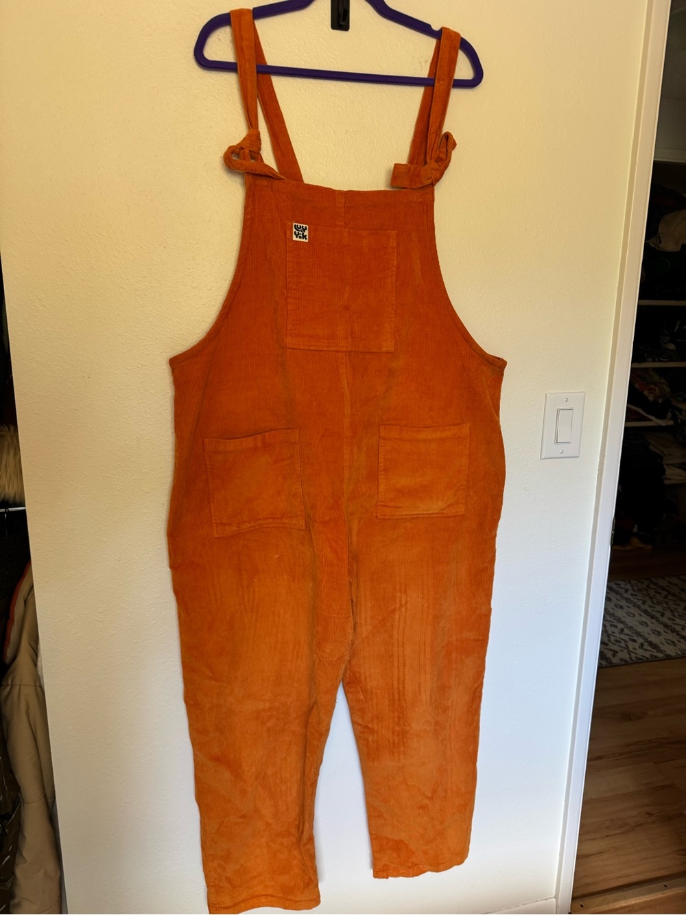 Lucy & Yak Organic Cotton Corduroy Dungarees Overalls Orange Size 14 US - Picture 2 of 12